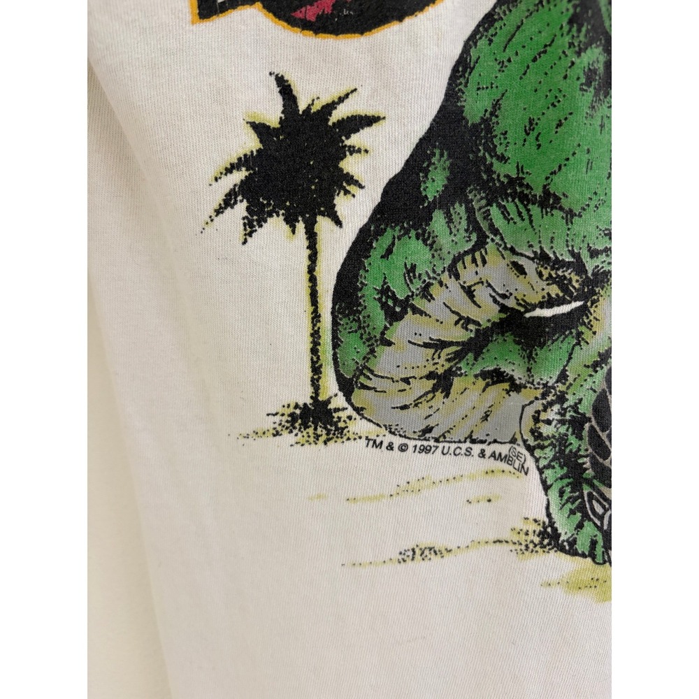 Vintage 1997 The Lost World Jurassic Park T-Shirt White Movie Promo 90s - Picture 2 of 4